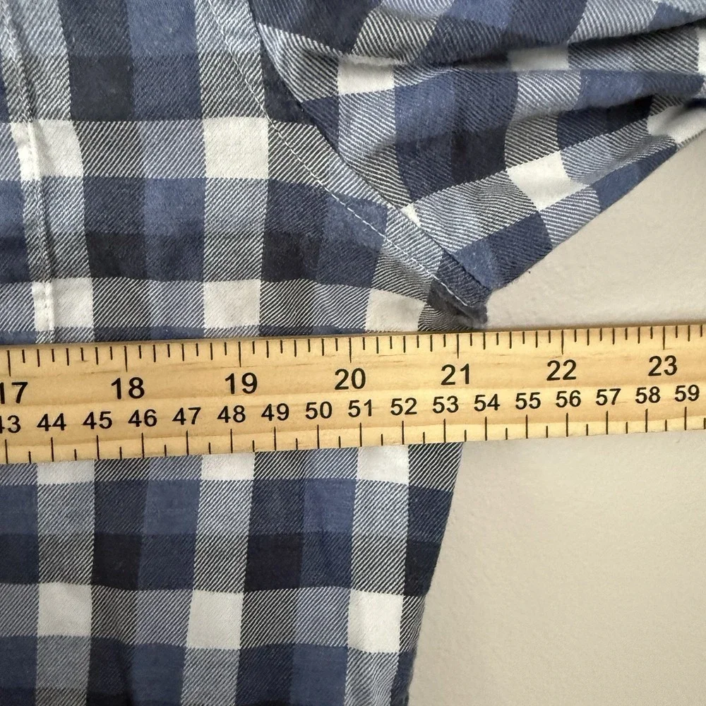 Banana Republic Luxe Flannel Shirt Men Large Blue White Check Slim Fit Button Up